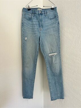 Madewell Perfect Vintage Jean Light Blue Distressed Straight Leg Jeans 31 Tall